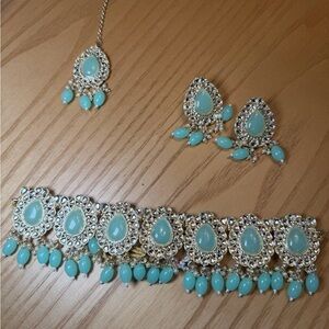 Indian Pakistani Silver & Turquoise Jewelry Set